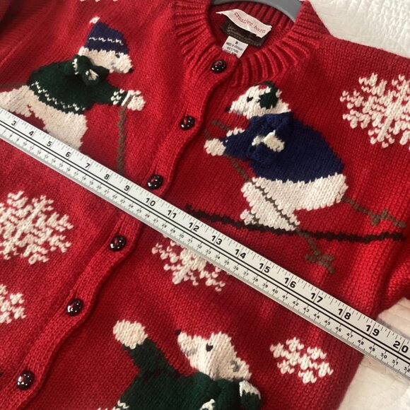 Vintage South Wool Hand Embroidered Cardigan Christmas Sweater Womens Size S Ski - Picture 7 of 13
